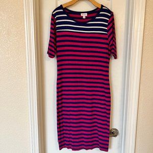 LuLaRoe Pink and Navy Striped Dress (medium)